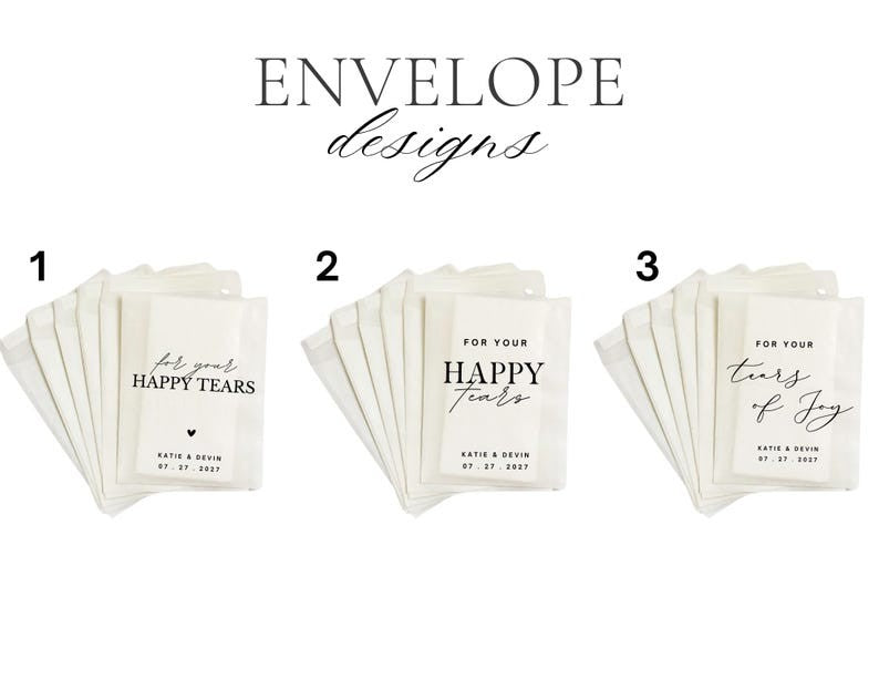 Personalized Wedding Tissue Packs | Personalized Wedding Confetti Packs | Happy Tears | Confetti Packs | Tissue Packets | Wedding Favor