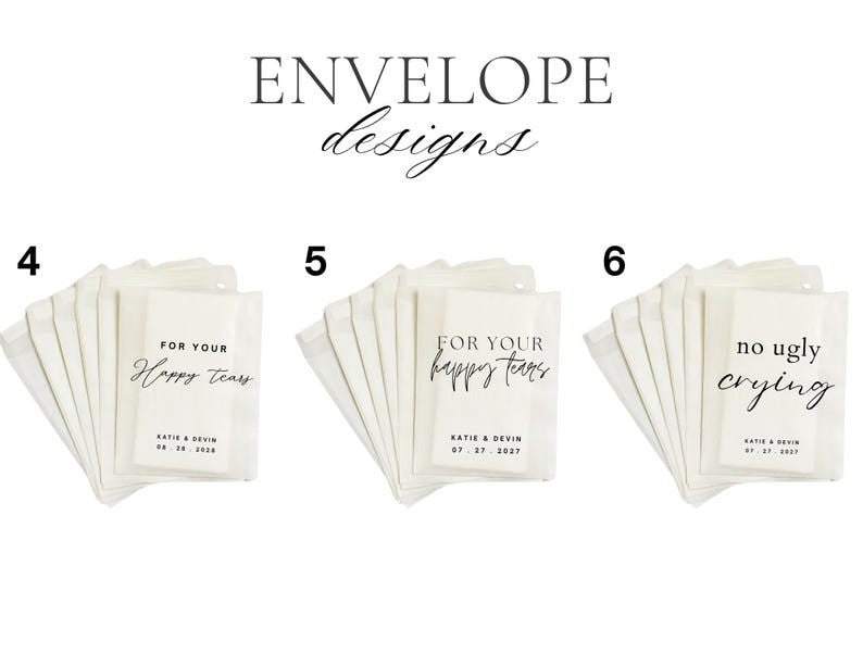 Personalized Wedding Tissue Packs | Personalized Wedding Confetti Packs | Happy Tears | Confetti Packs | Tissue Packets | Wedding Favor