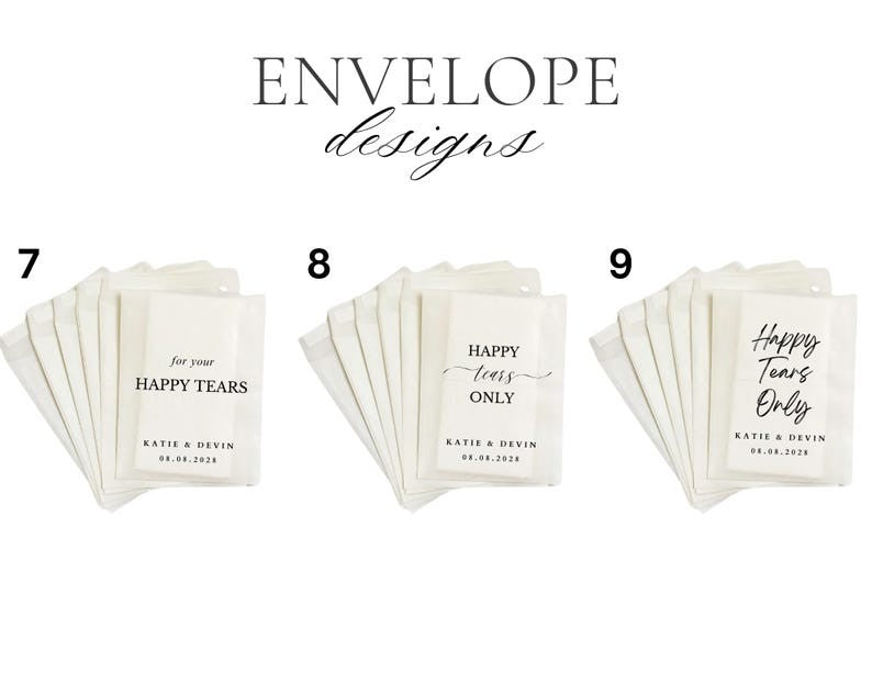 Personalized Wedding Tissue Packs | Personalized Wedding Confetti Packs | Happy Tears | Confetti Packs | Tissue Packets | Wedding Favor