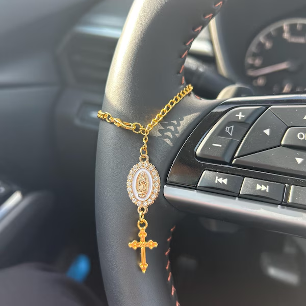 Steering Wheel Rosary Charm Accessory l Rosary Car Charm Accessory l Car Accessory l Car Charms l Car Decor l Unique Trendy Car Charms Decor