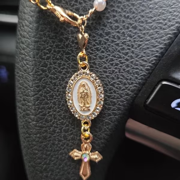 Steering Wheel Rosary Charm Accessory l Rosary Car Charm Accessory l Car Accessory l Car Charms l Car Decor l Unique Trendy Car Charms Decor