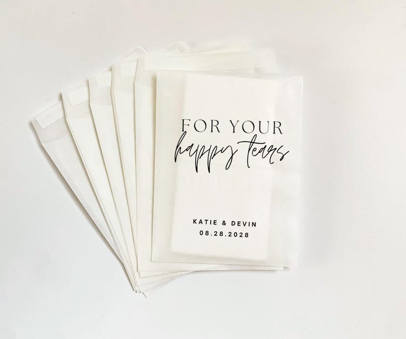 Personalized Wedding Tissue Packs | Personalized Wedding Confetti Packs | Happy Tears | Confetti Packs | Tissue Packets | Wedding Favor