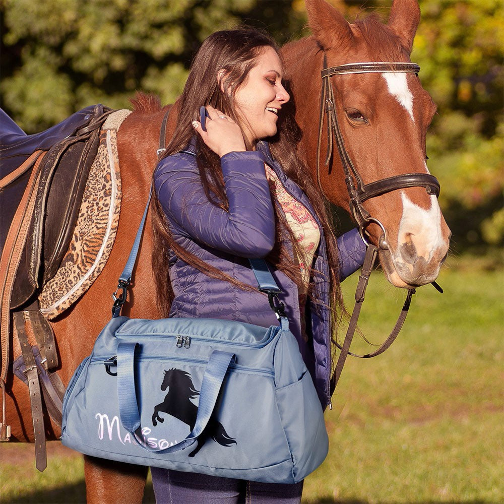 Personalized Horse Riding Bag for Women, Sports Equipment Bag, Girls Travel Duffel Bag, Horse Grooming Bag, Mountain Bicycle/Bike Accessories