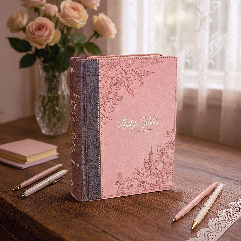 KJV Holy Bible, Note-taking Bible, Faux Leather Hardcover - King James Version, Brown/Pink (KJV Note-taking Editions)