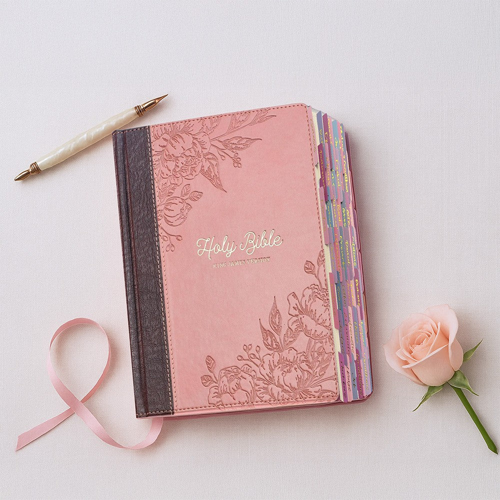 KJV Holy Bible, Note-taking Bible, Faux Leather Hardcover - King James Version, Brown/Pink (KJV Note-taking Editions)