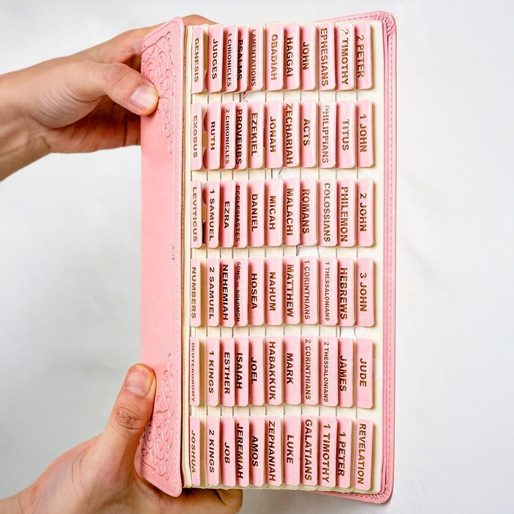 KJV Holy Bible, Giant Print Full-size Faux Leather Red Letter Edition - Thumb Index & Ribbon Marker, King James Version, Pink (KJV Full Size GP Editions)