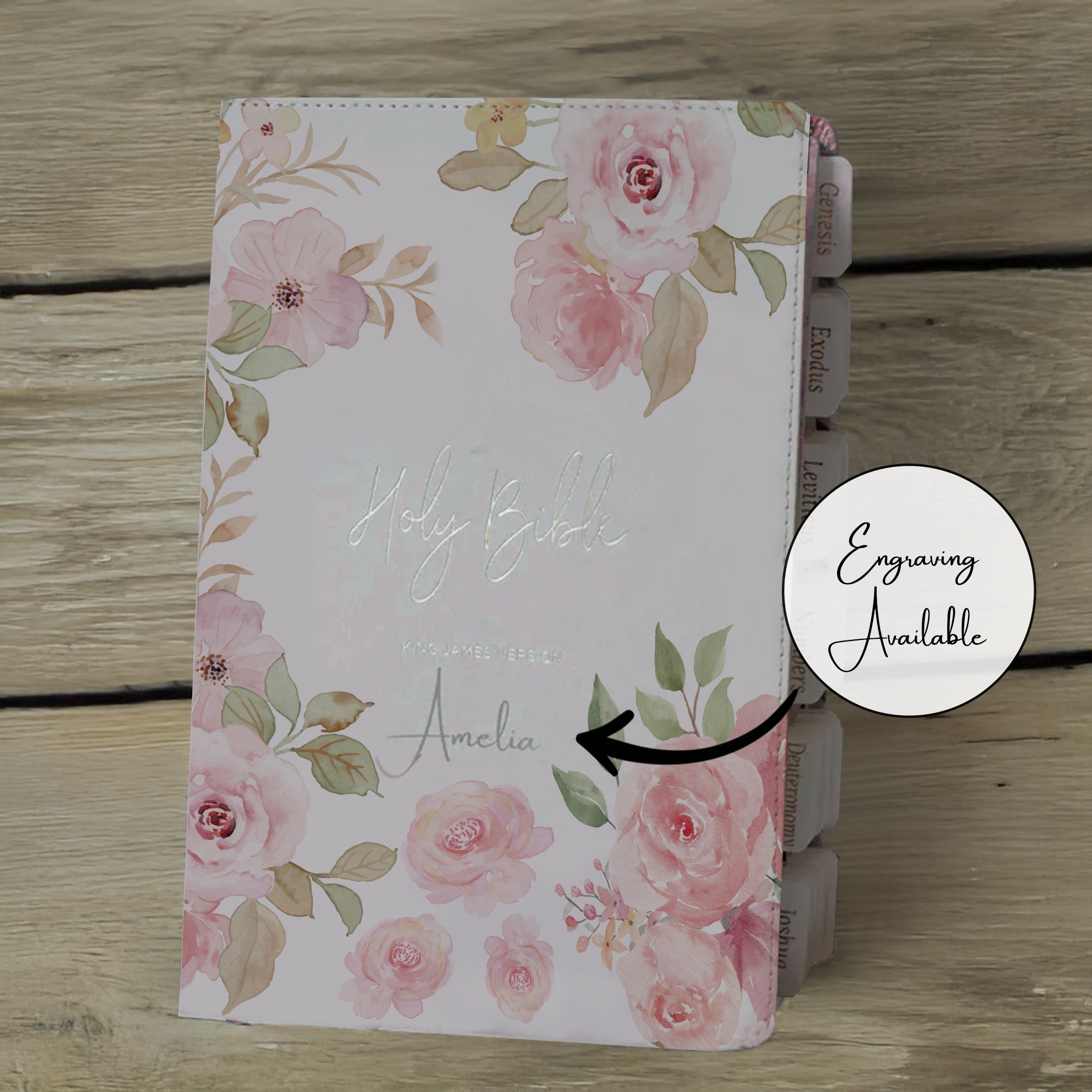 Tabbed Bible with Flowers KJV Bible for Women Christian Gift for Her Custom Bible with Tabs Faux Leather Floral Bible for Women Bible Study