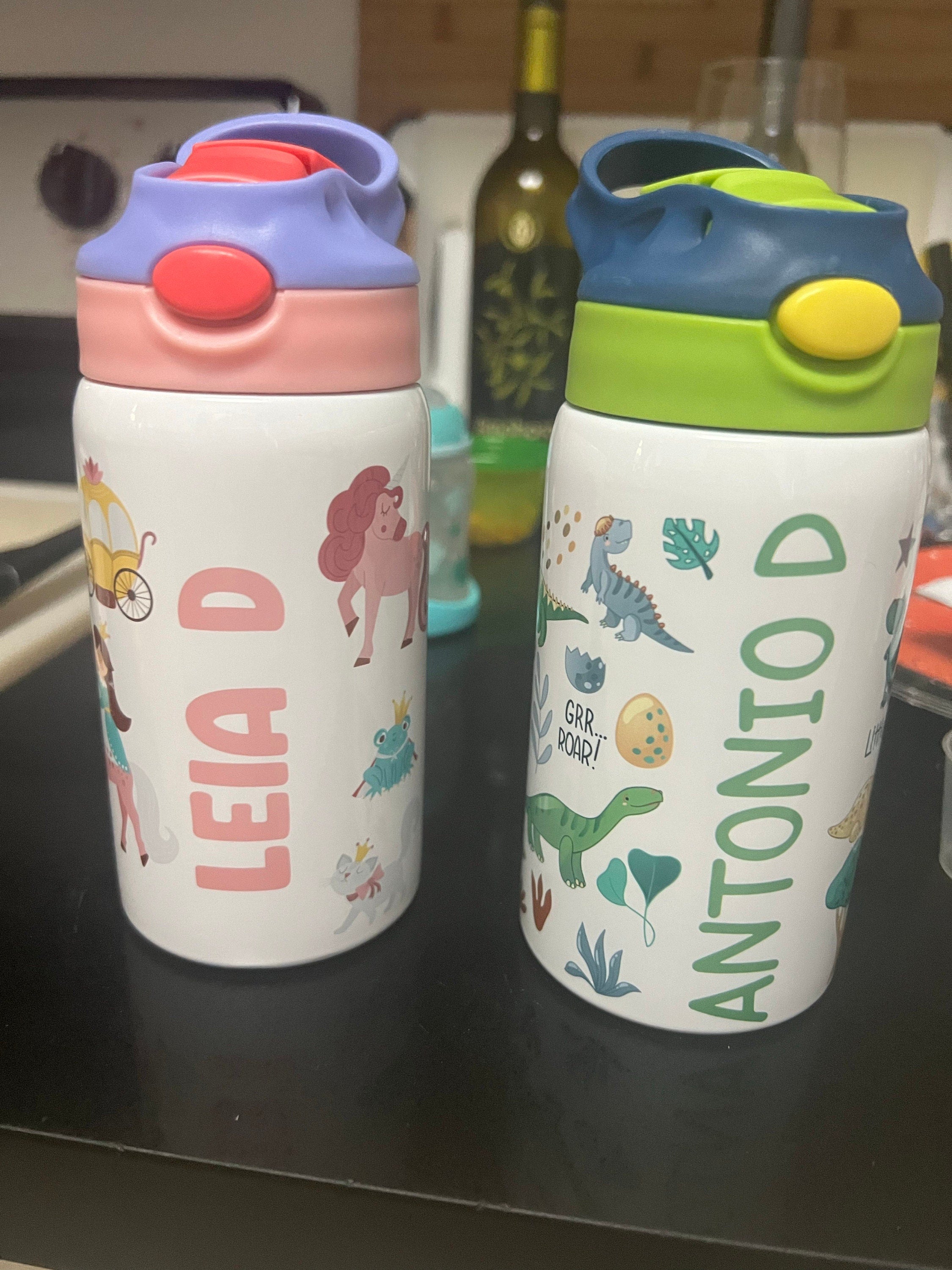 Custom Kids Water Bottle, Personalized Toddler Tumbler with Name, Children Back to School Thermos / Stainless Steel Cup for Boy and Girls