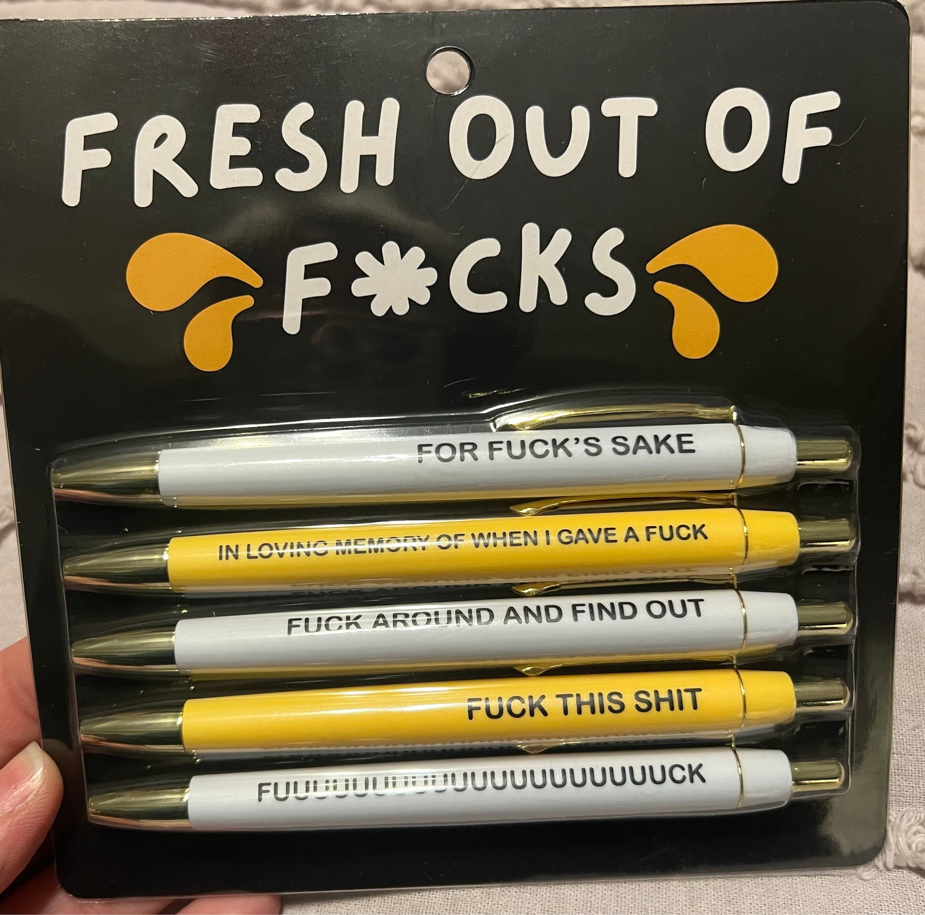 Fresh out of Fucks Pen Set (funny, sweary, office, gift)