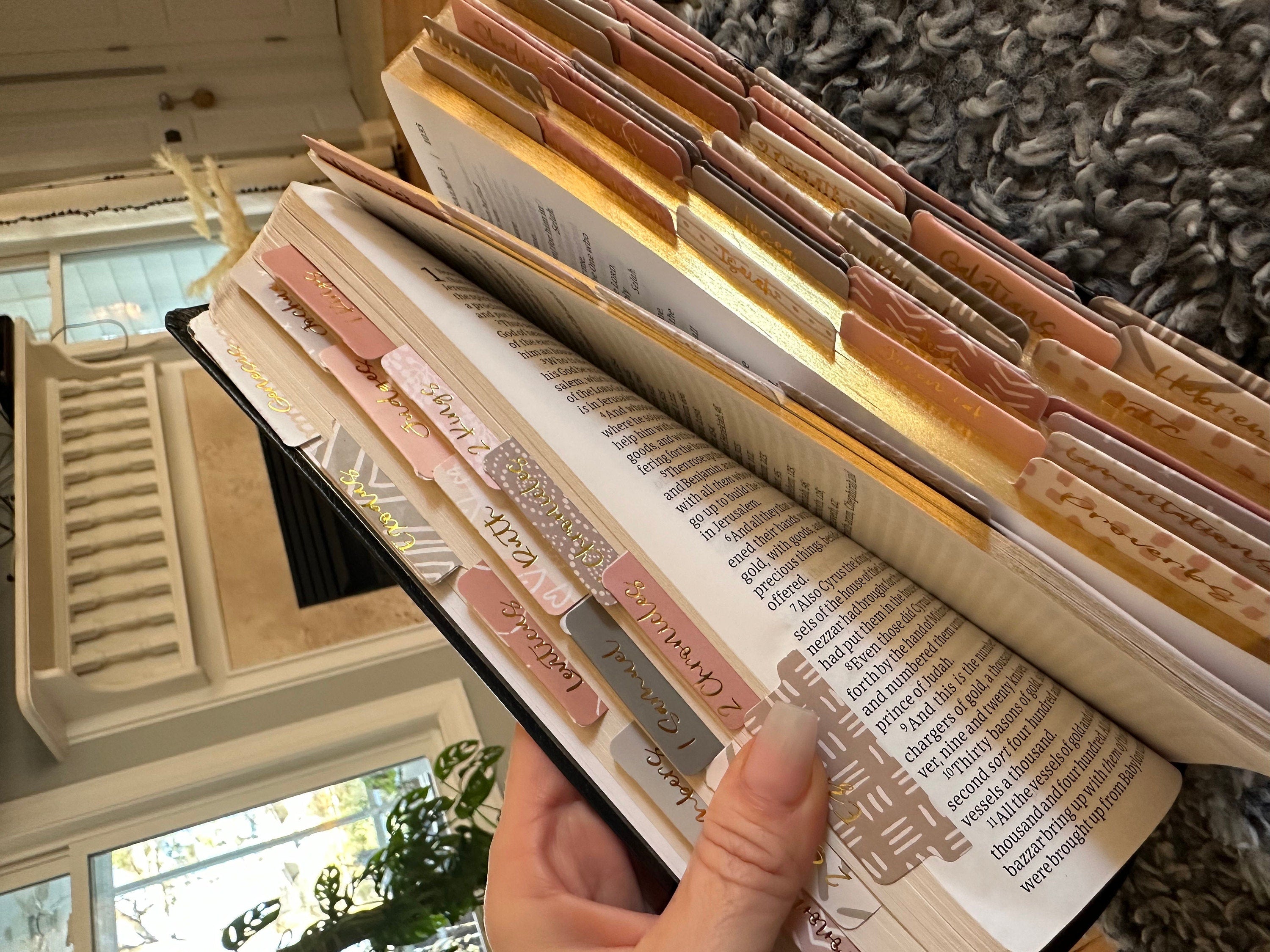 Bible Tabs | Laminated Bible Tabs | Tabs for the Bible | Pretty Bible Tab | Gifts for Christian Women | Bible Index Tabs with Gold Letters