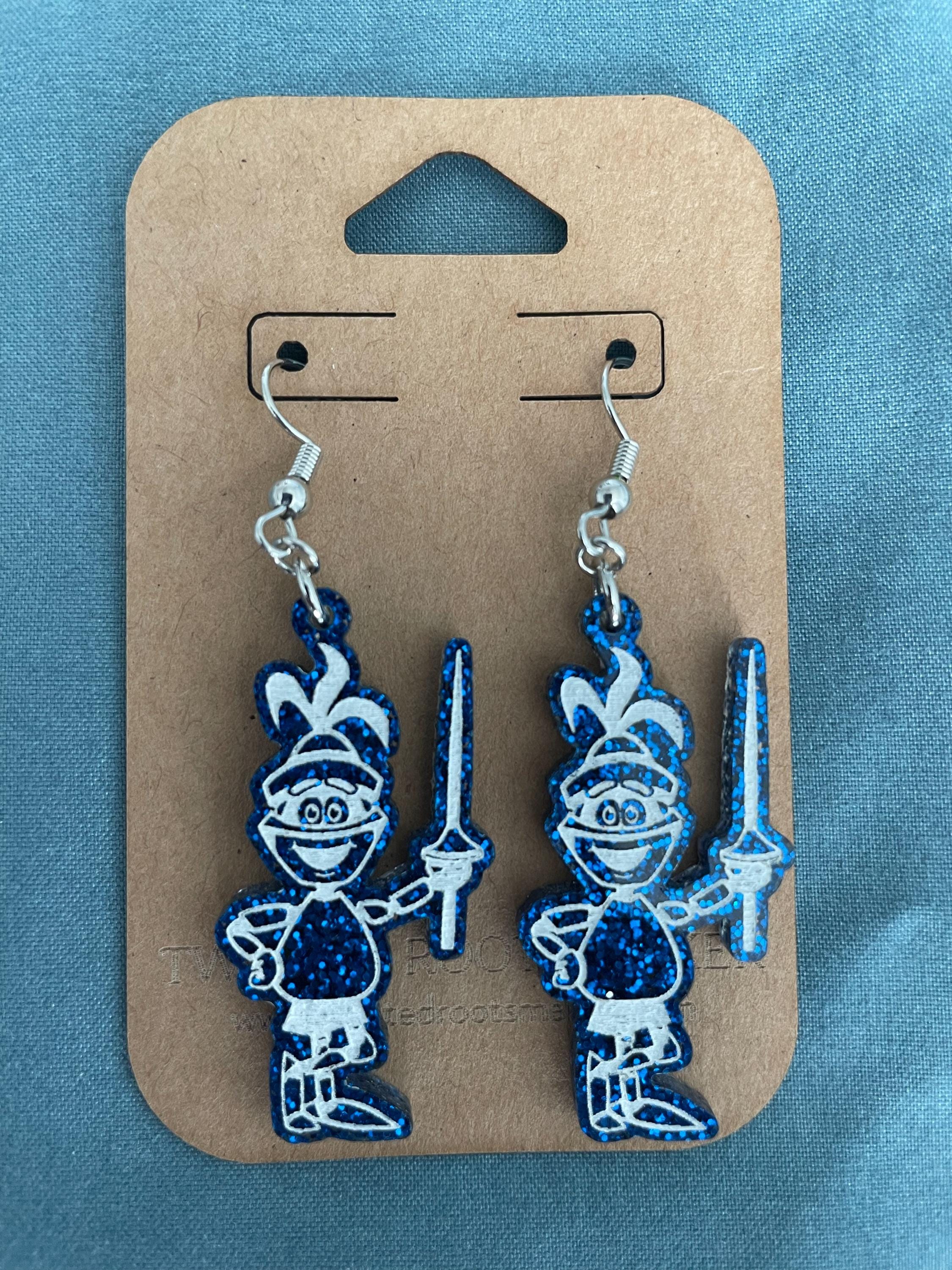 Custom School Mascot/Logo Laser Cut Painted Dangle Earrings | High School | College | Band | Cheer | Booster | Fundraiser