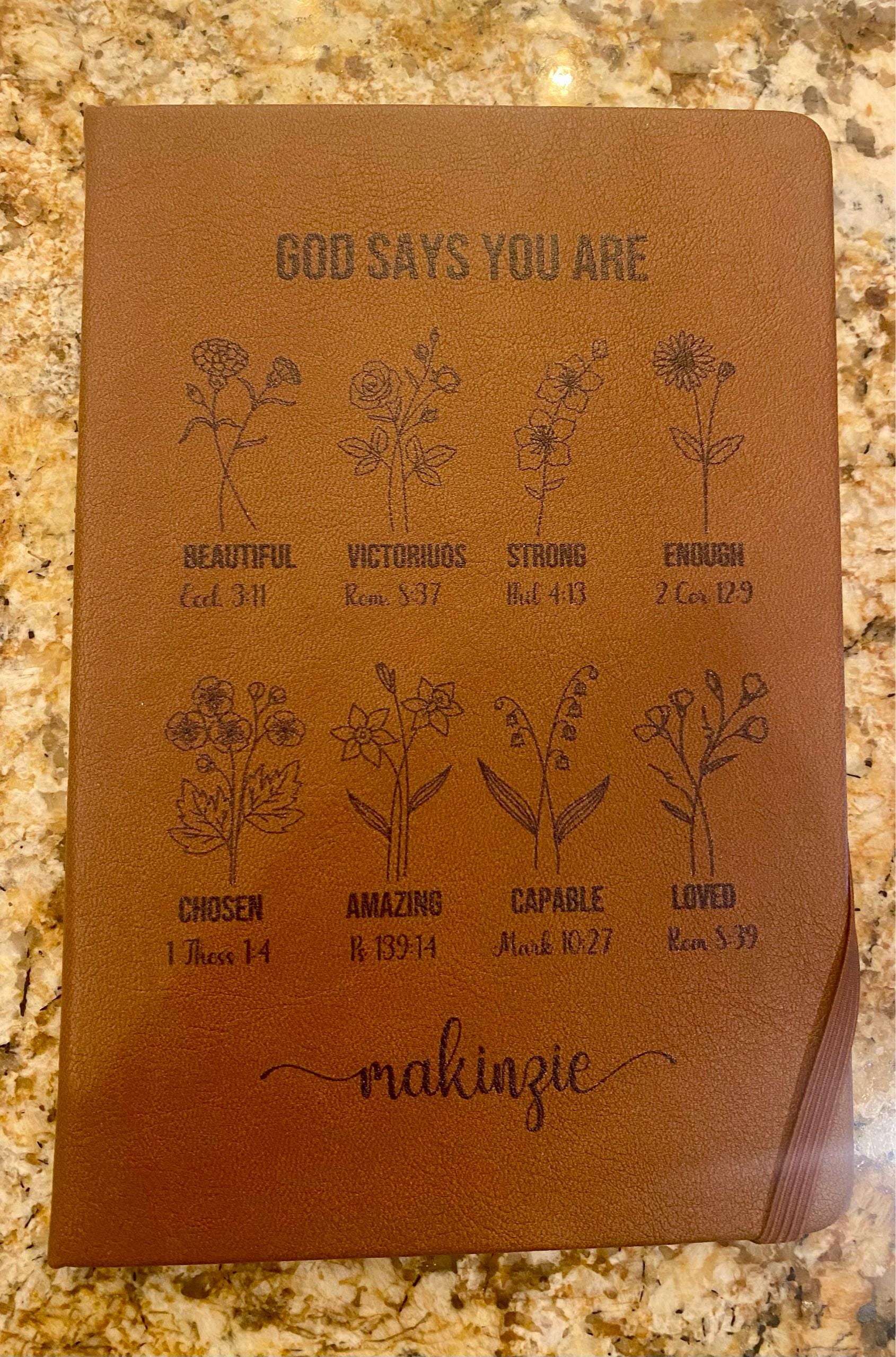 Personalized Prayer Journal For Women Custom Positive Affirmations Journal Christian Gift Religious Gift for Girls Journal God Says You Are