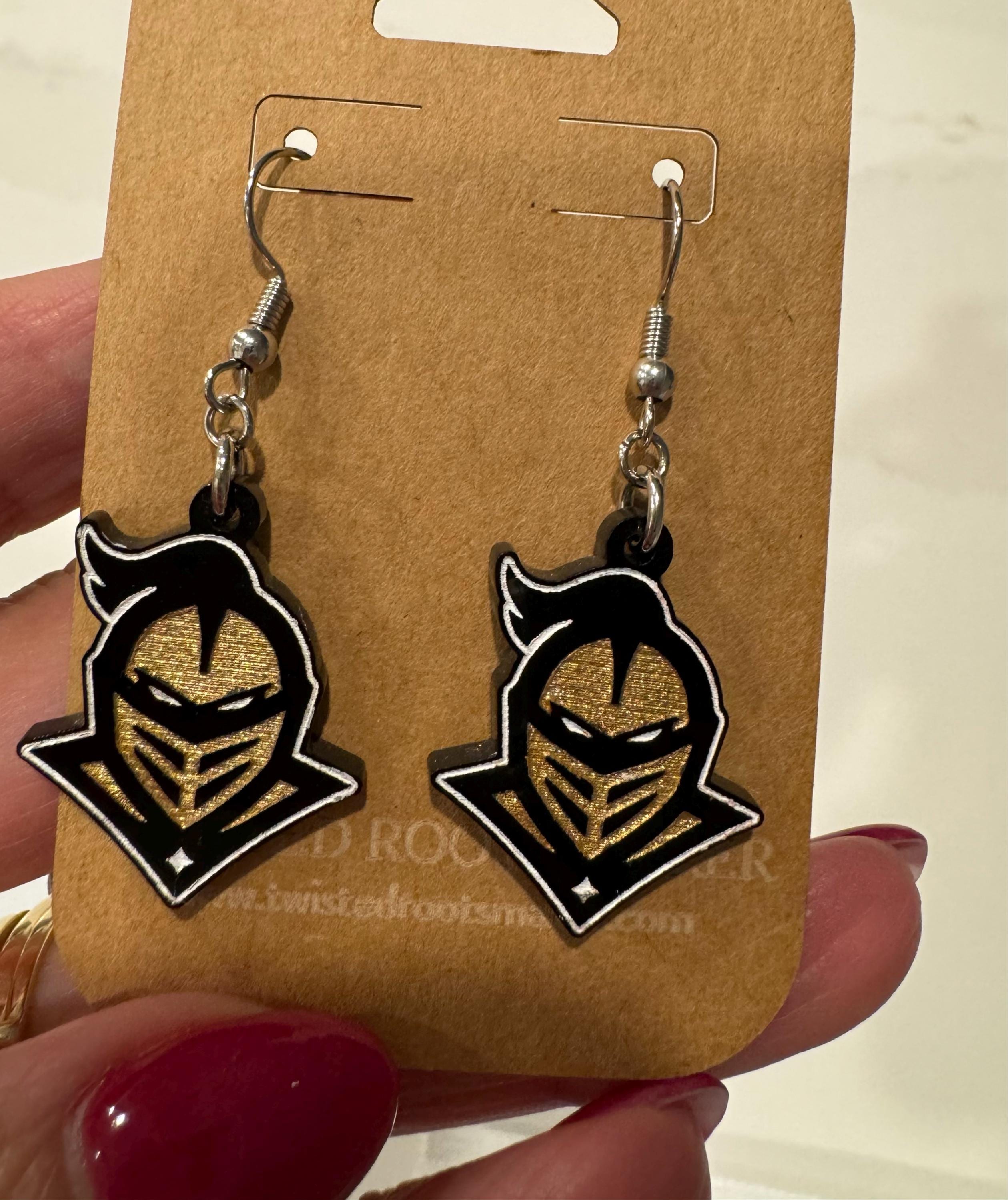 Custom School Mascot/Logo Laser Cut Painted Dangle Earrings | High School | College | Band | Cheer | Booster | Fundraiser