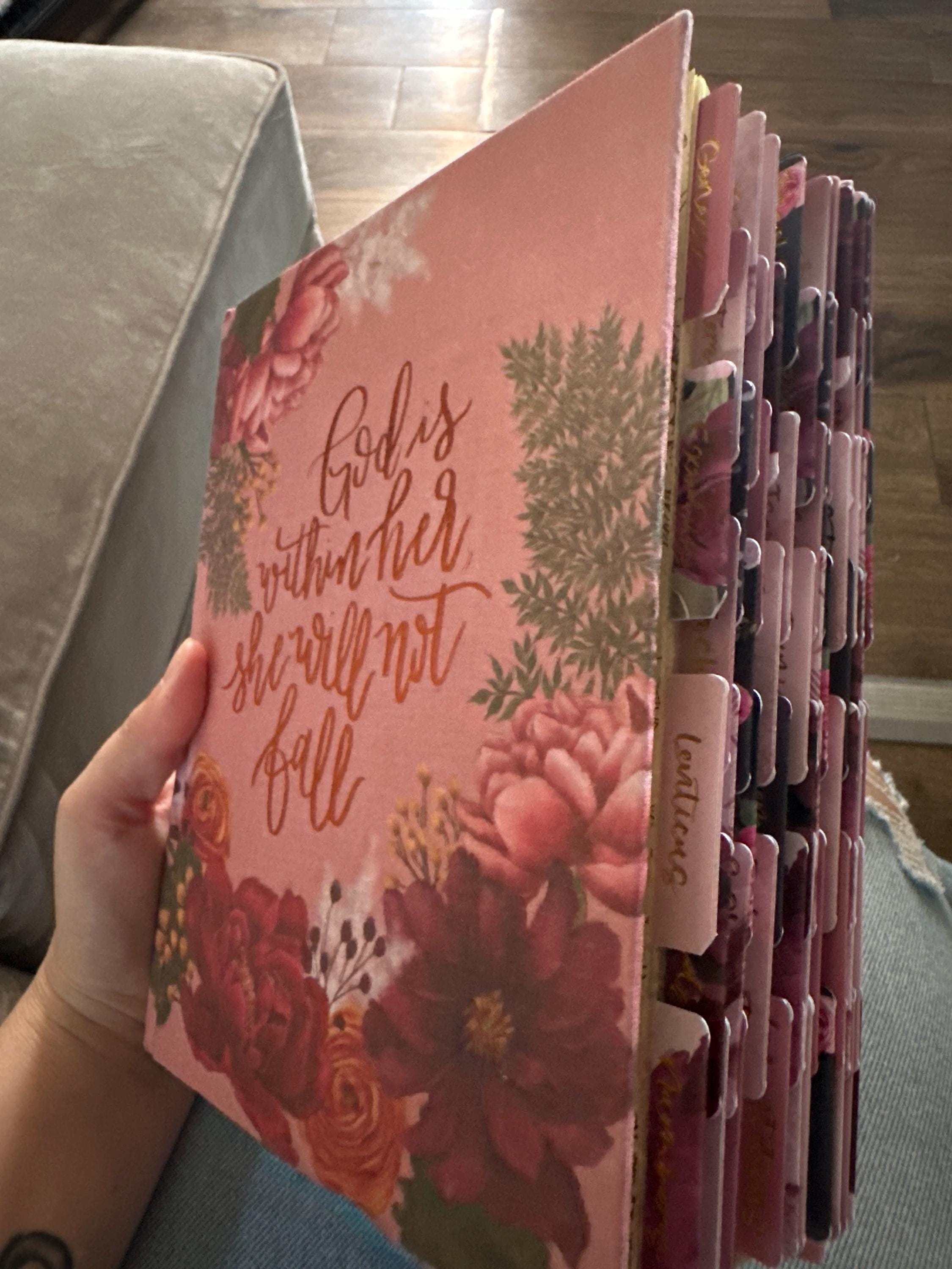 Beautiful NIV , Journaling, Notes Bible with Gorgeous handcrafted laminated Bible Tabs with gold lettering