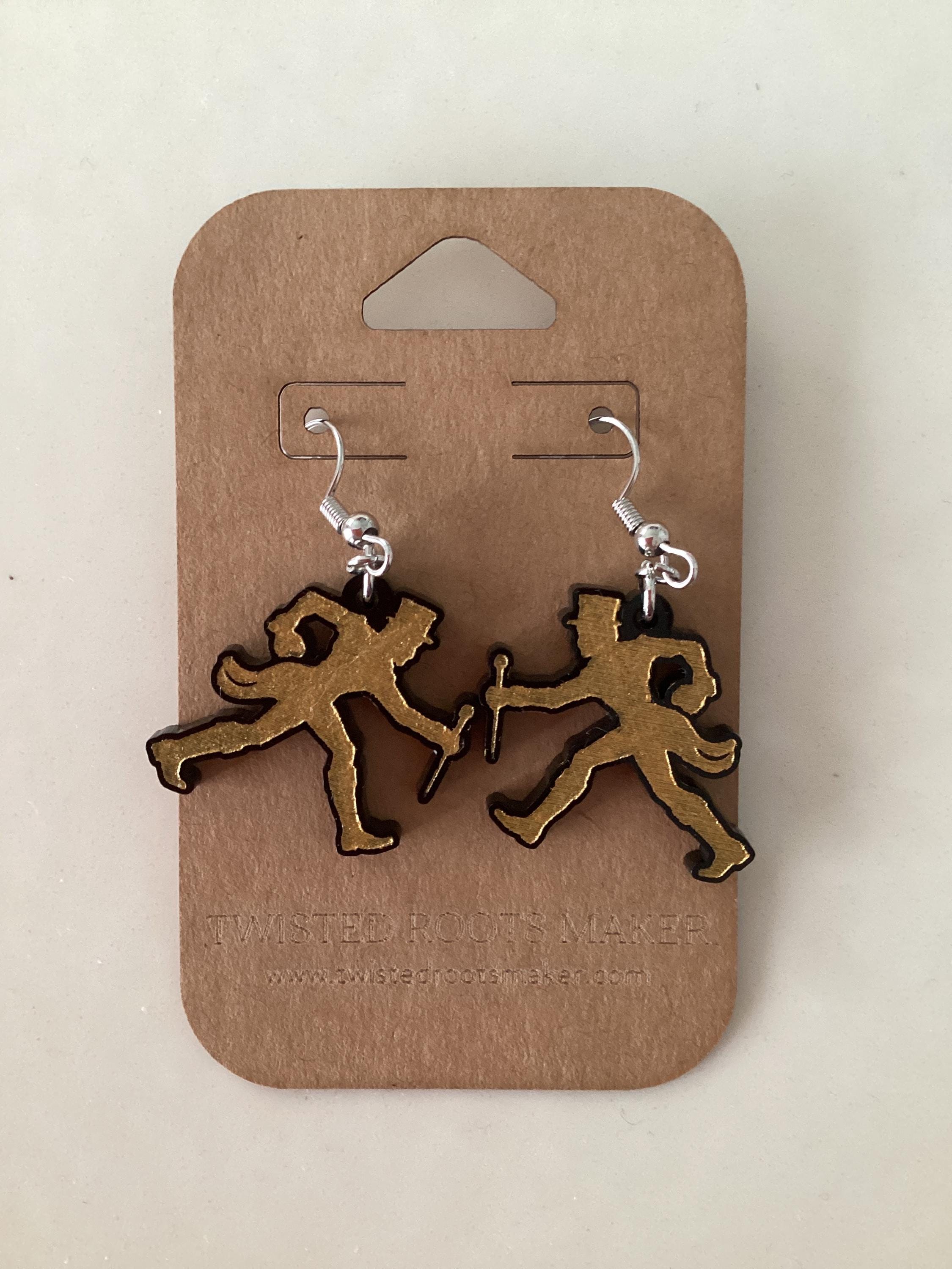 Custom School Mascot/Logo Laser Cut Painted Dangle Earrings | High School | College | Band | Cheer | Booster | Fundraiser