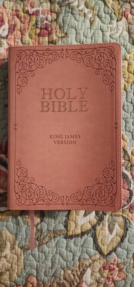 Beautiful KJV Pink Leather Soft Giant Print Bible with Ombre Tabs