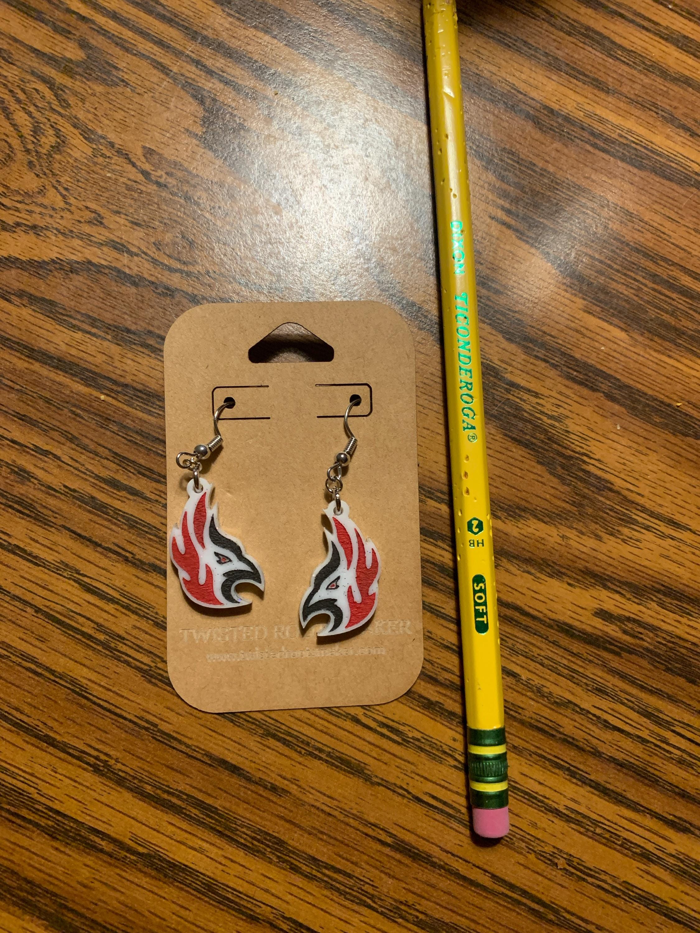 Custom School Mascot/Logo Laser Cut Painted Dangle Earrings | High School | College | Band | Cheer | Booster | Fundraiser