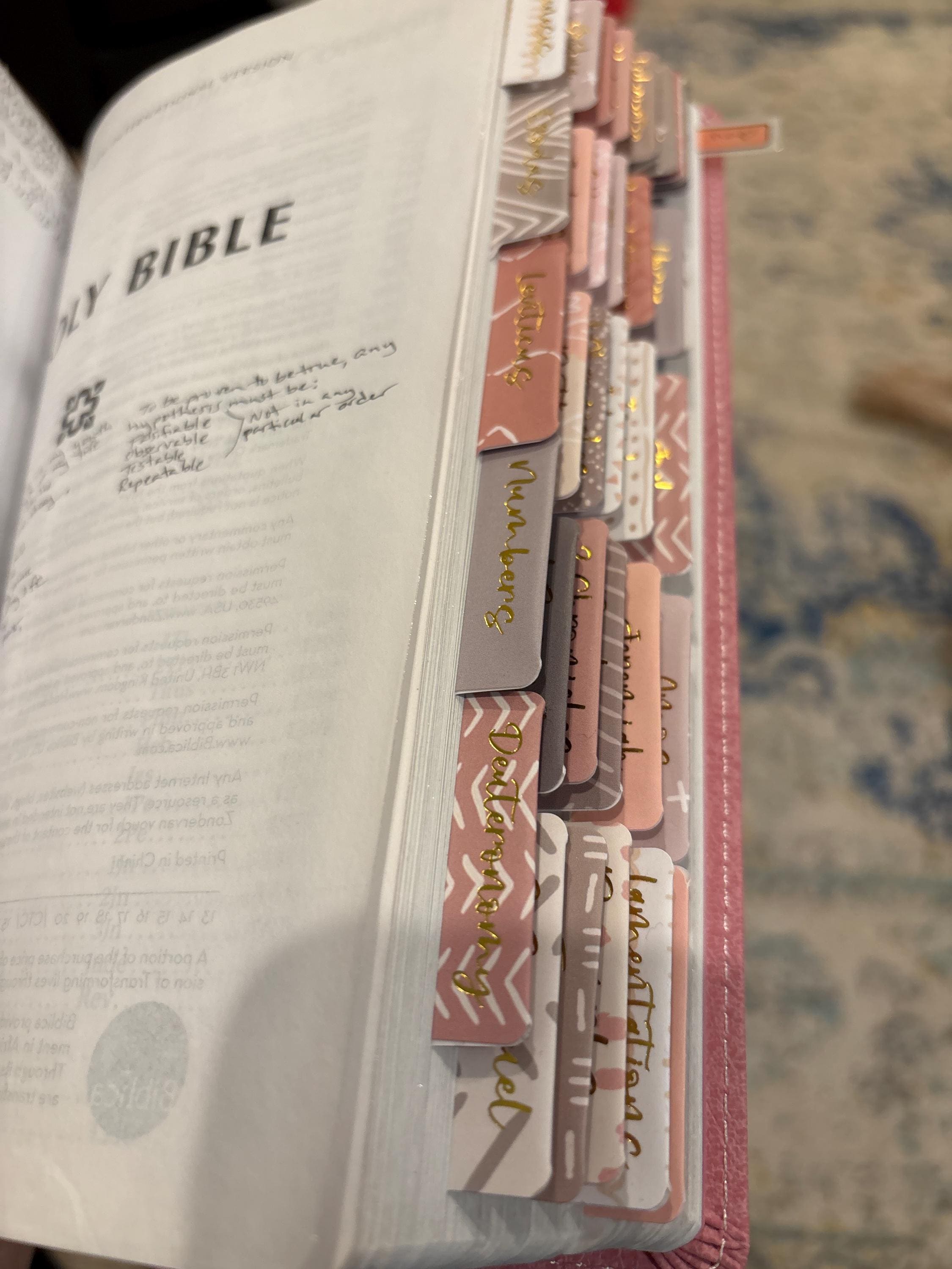 Bible Tabs | Laminated Bible Tabs | Tabs for the Bible | Pretty Bible Tab | Gifts for Christian Women | Bible Index Tabs with Gold Letters