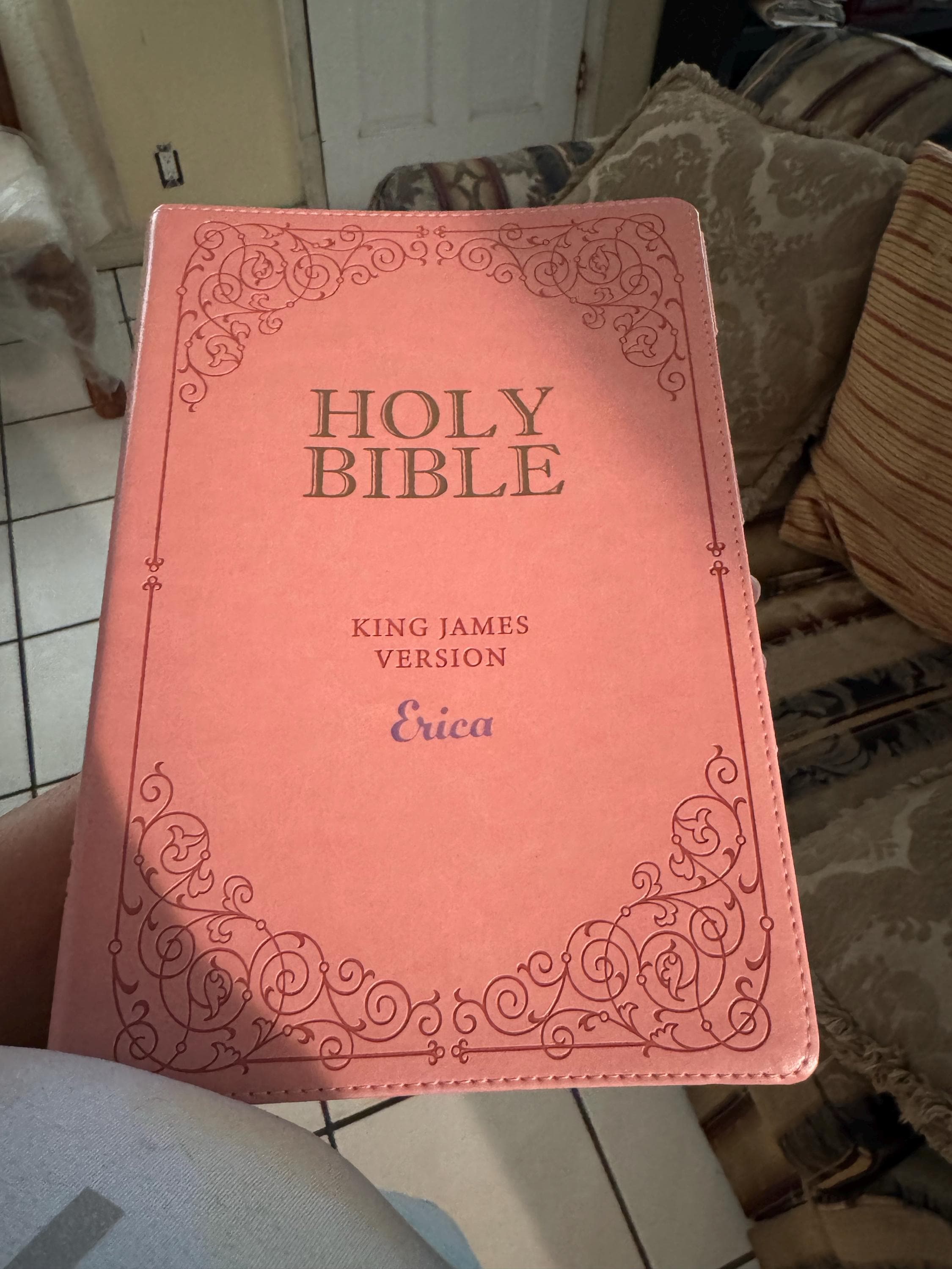 Beautiful KJV Pink LeatherSoft Giant Print Bible with Pink Ombre Tabs and Personalized with Name