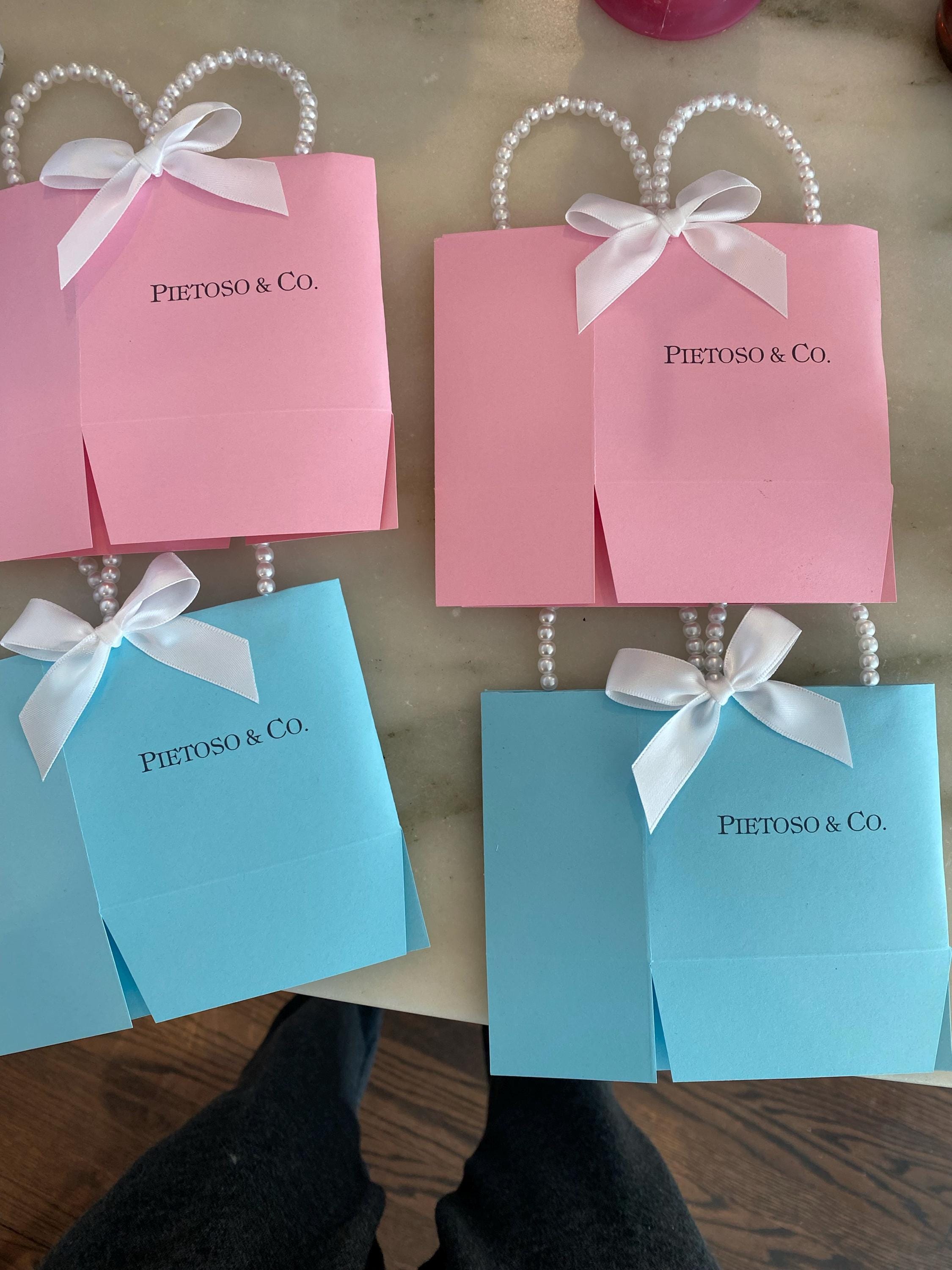 Pearl handle Pink & blue party favor bags, Personalized for you!