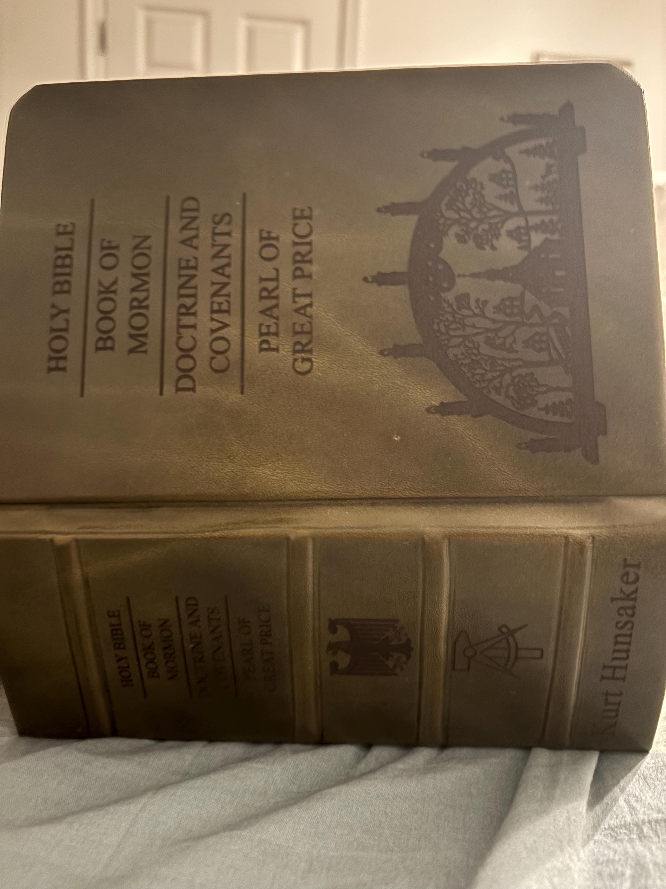 LDS Quad Leather Book of Mormon Triple Combination Holy Bible Leather LDS Scriptures Gift for Missionary Gift Called to Serve Come Follow Me