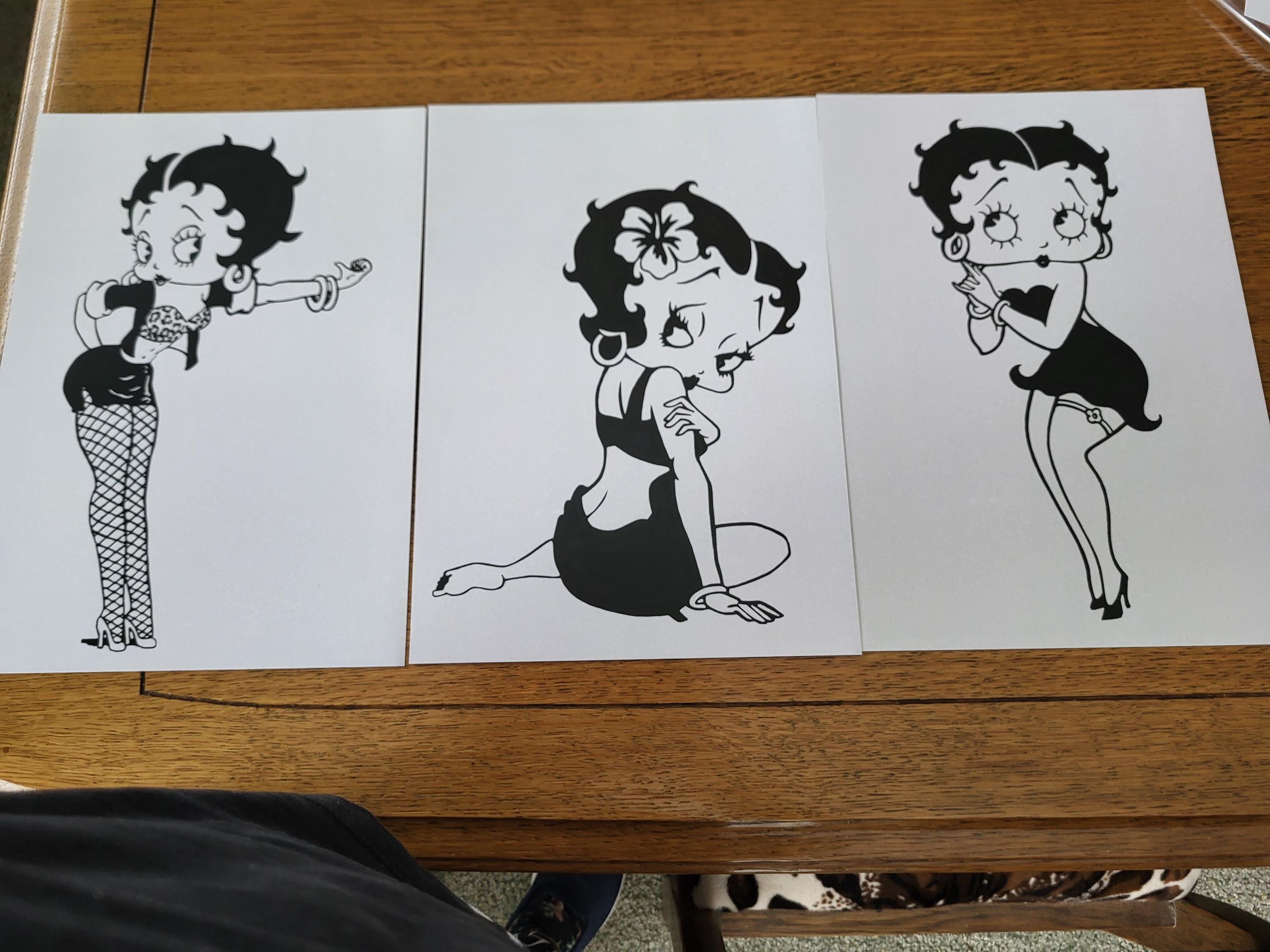 Betty Boop Set of 3 Canvas / Art Prints / Framed Wall Art, Home Decor, Dorm Art for College Girls, Aura Poster Gift for Girlfriend
