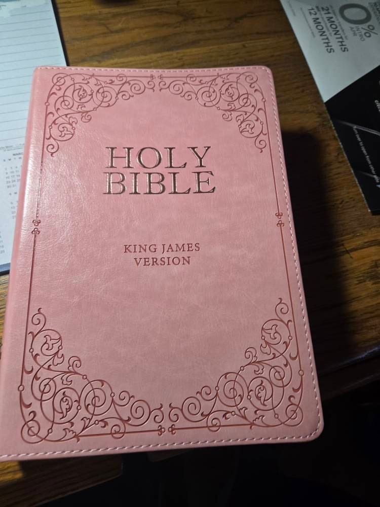 Beautiful KJV Pink Leather Soft Giant Print Bible with Ombre Tabs