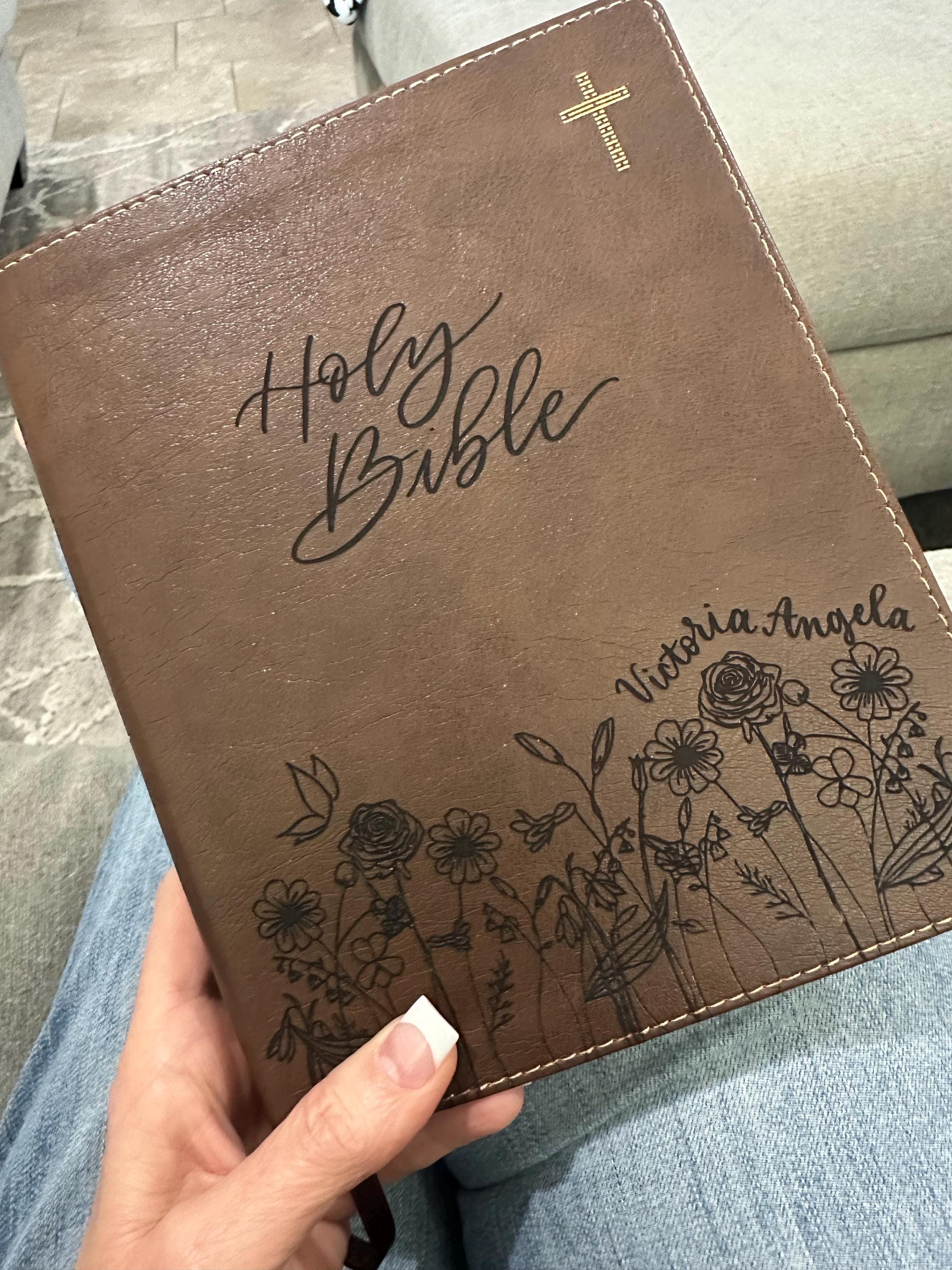 PERSONALIZED NIV Journaling Bible - Grass and Flowers - Add Your Name - CUSTOM