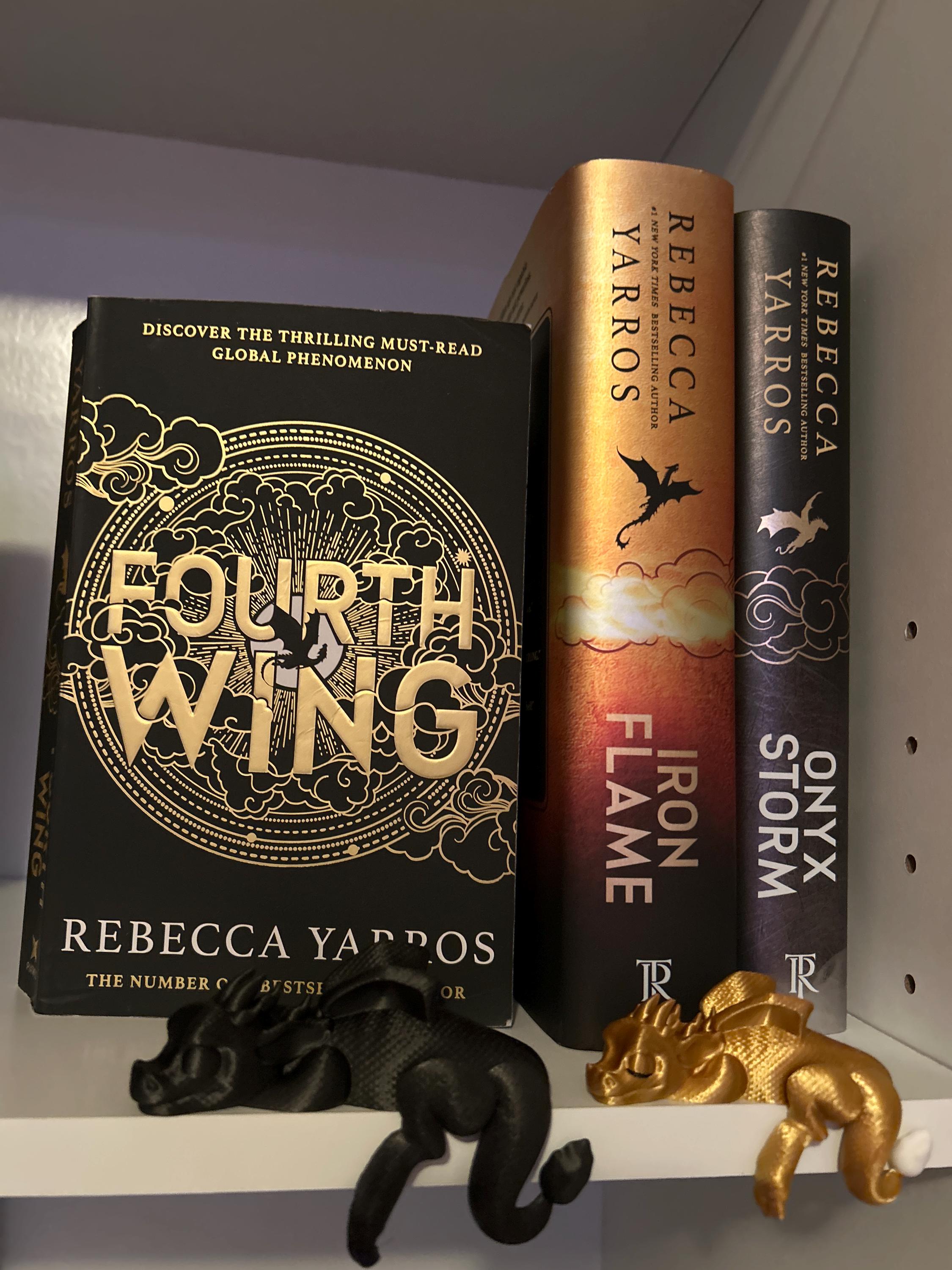 Sleeping Dragon Bookshelf Sitter | Dragon Bookshelf Decor | Multicolor Dragon Figurine | Fourth Wing Inspired | Black and Gold Dragons