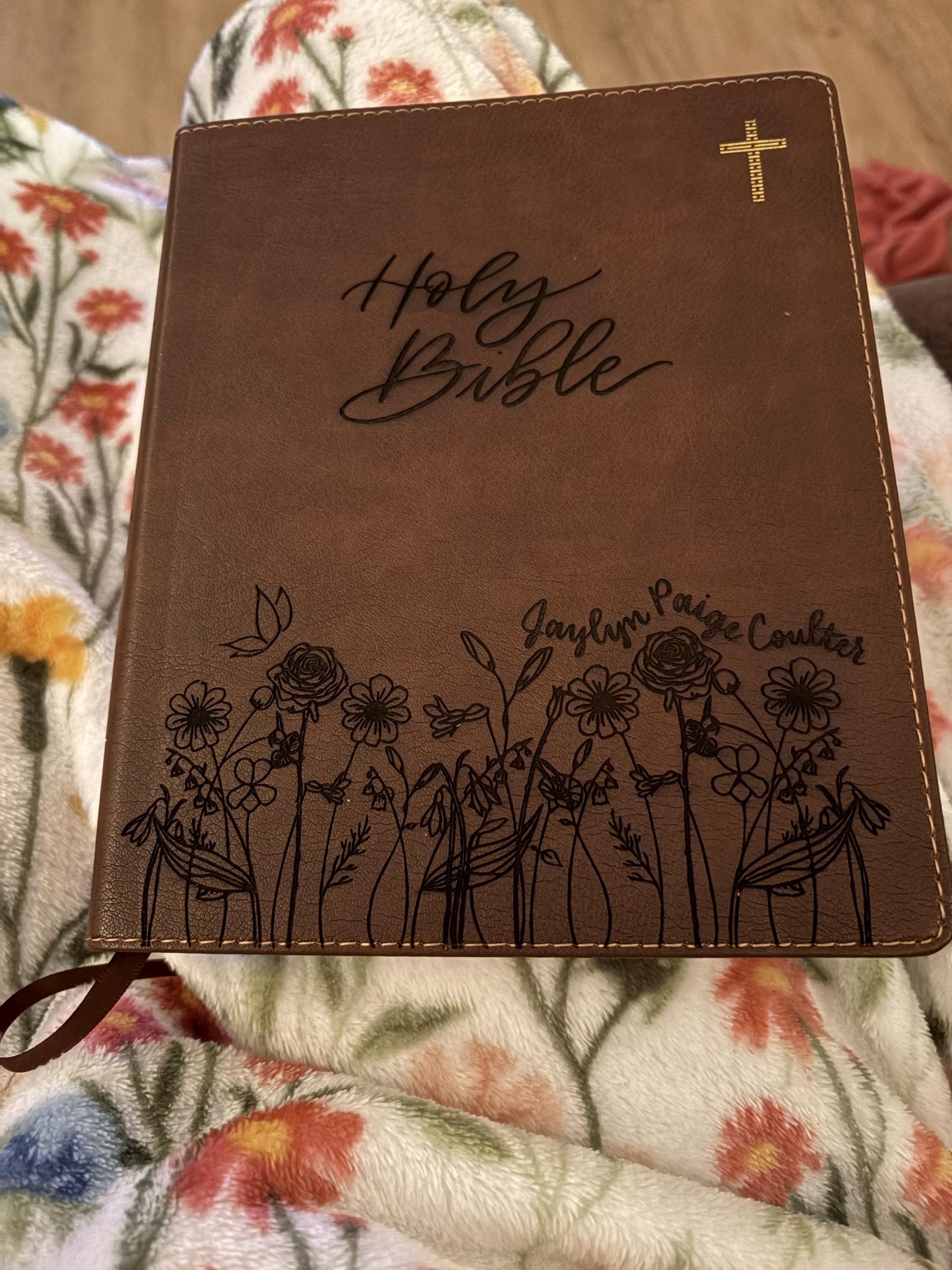 PERSONALIZED NIV Journaling Bible - Grass and Flowers - Add Your Name - CUSTOM