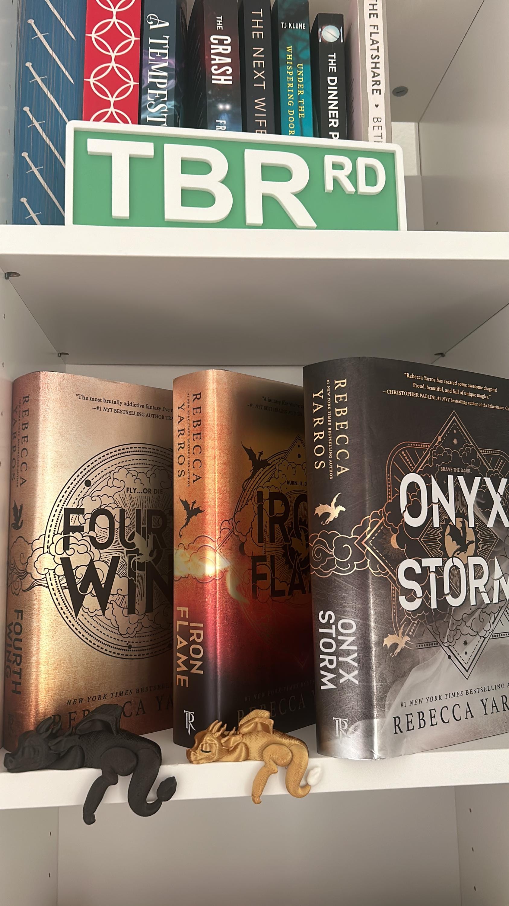 Sleeping Dragon Bookshelf Sitter | Dragon Bookshelf Decor | Multicolor Dragon Figurine | Fourth Wing Inspired | Black and Gold Dragons