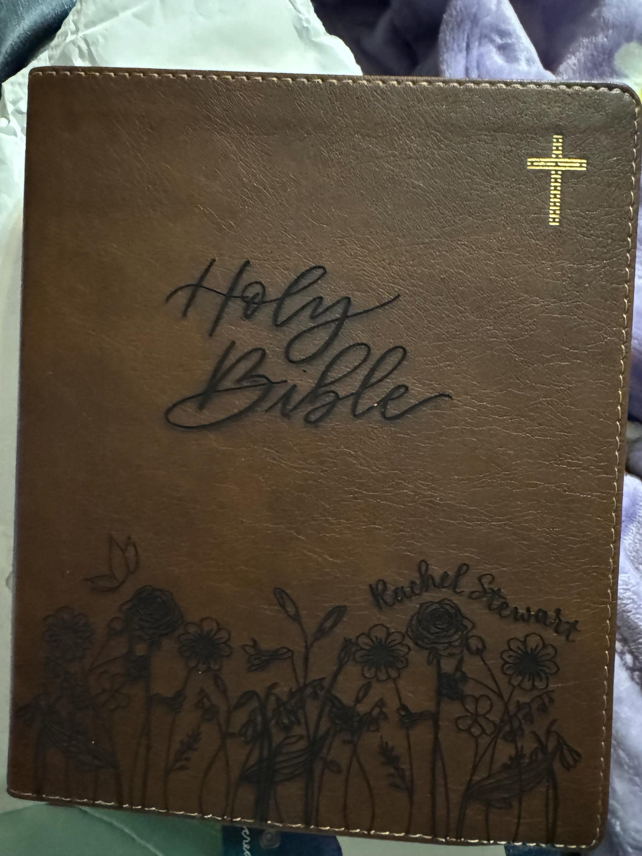 PERSONALIZED NIV Journaling Bible - Grass and Flowers - Add Your Name - CUSTOM