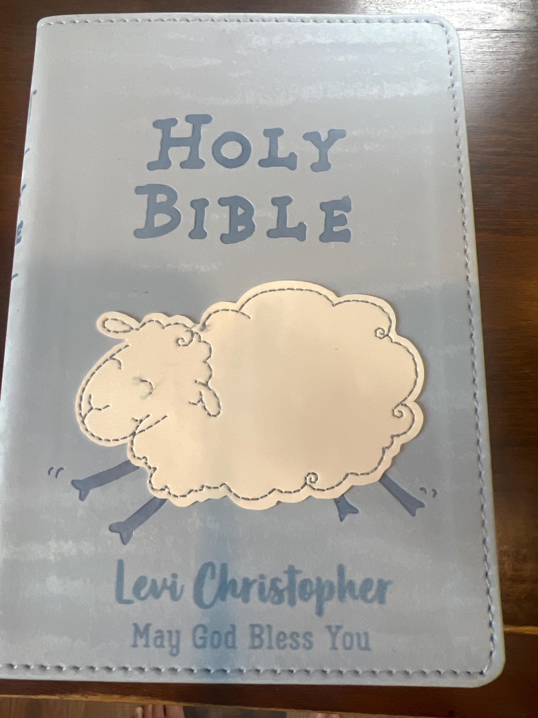Woolly Lamb Personalized Children's Bible, Religious Gifts, Children's Religious Gifts, Kids Bibles