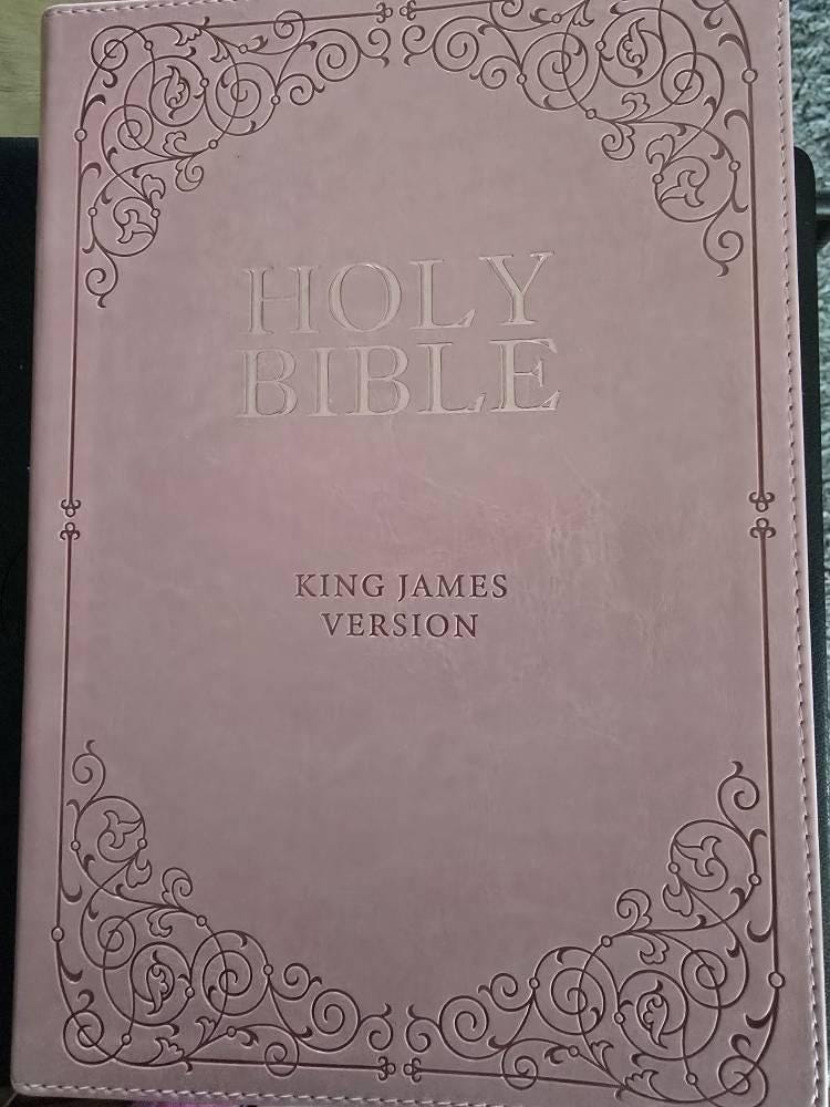 Beautiful KJV Pink LeatherSoft Giant Print Bible with Rose Tabs