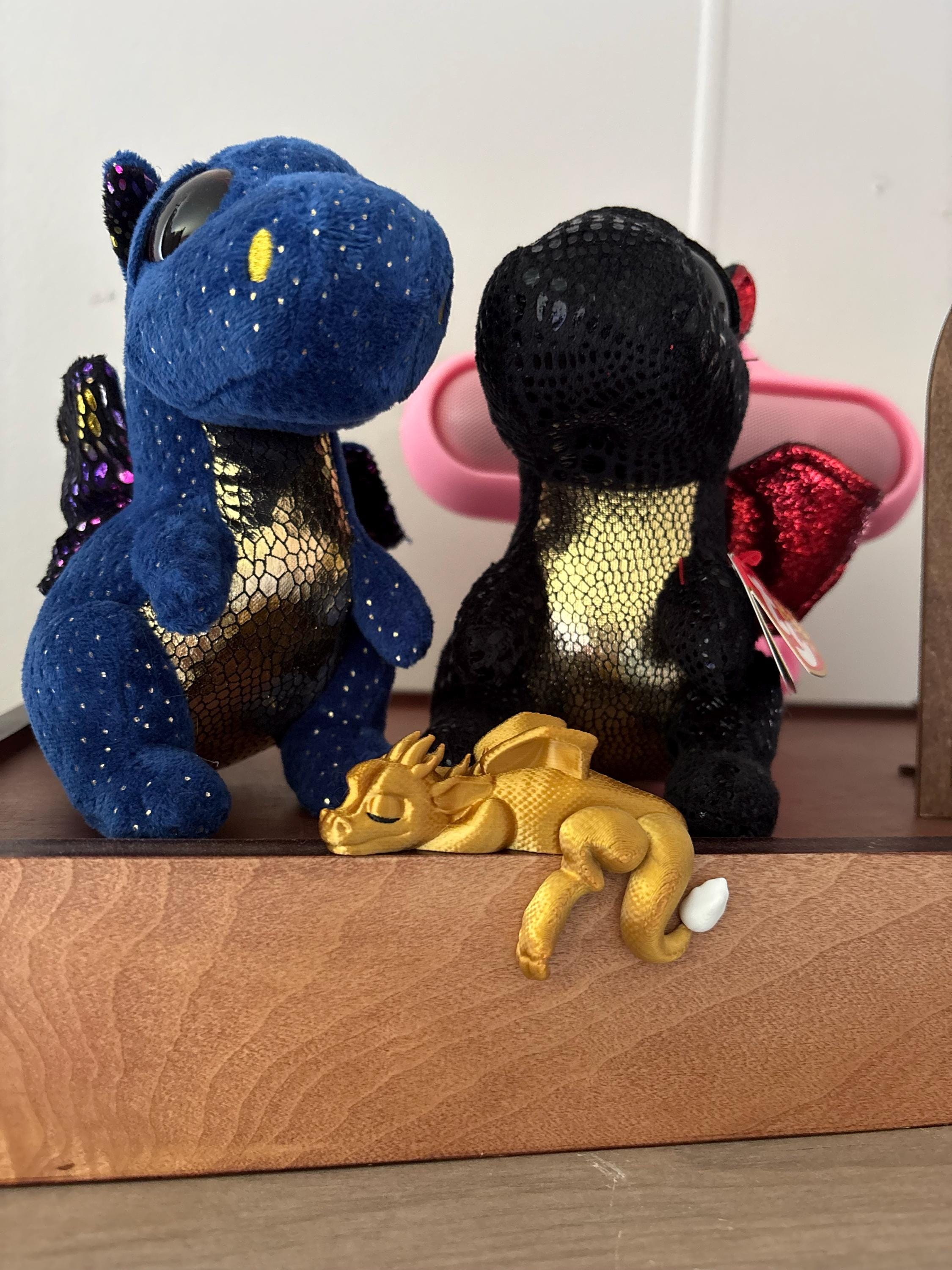 Sleeping Dragon Bookshelf Sitter | Dragon Bookshelf Decor | Multicolor Dragon Figurine | Fourth Wing Inspired | Black and Gold Dragons