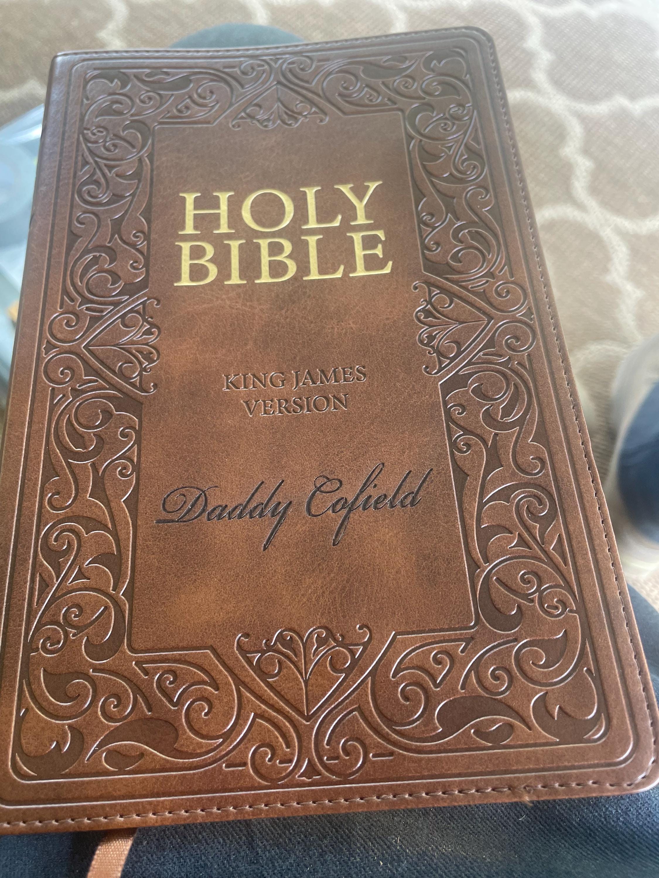 Personalized KJV BIBLE Name Christian Baptism Gift for Him Dad Men Her Mom Women Communion Catholic Confirmation Birthday Custom Engraved