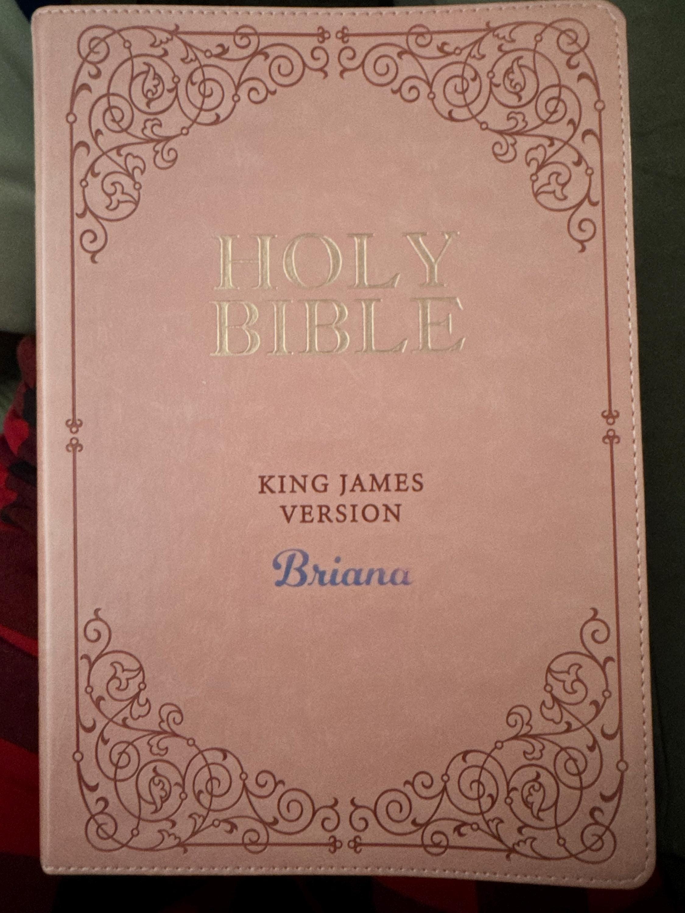 Beautiful KJV Pink LeatherSoft Giant Print Bible with Pink Ombre Tabs and Personalized with Name