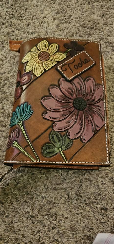 Customizable Hand-Tooled Leather Bible cover