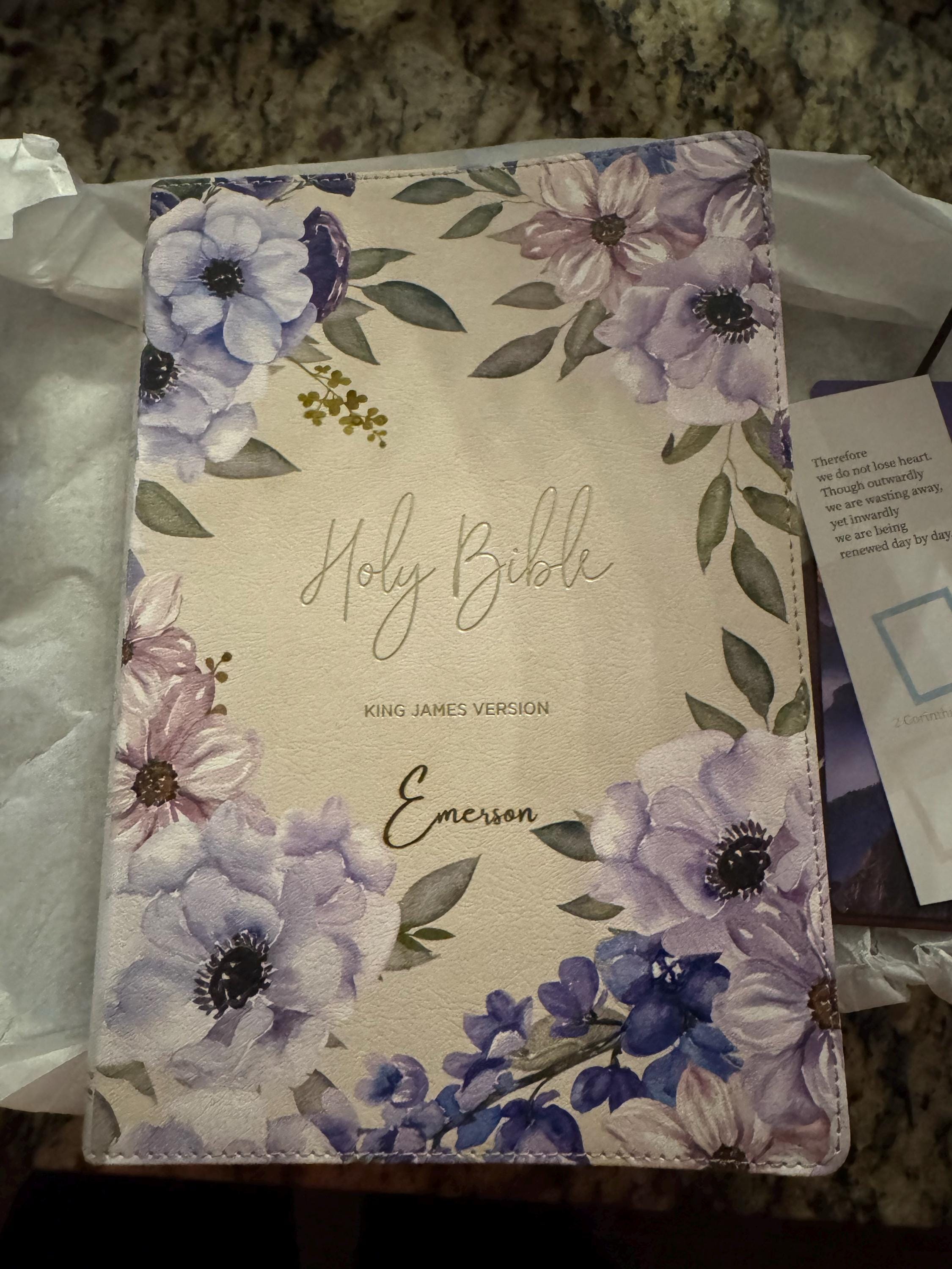 Tabbed Bible White KJV Bible Tabbed Faux Leather Personalized Gift for Women Large Print Bible Tabbed Gift Customized Baptism Gift Wedding