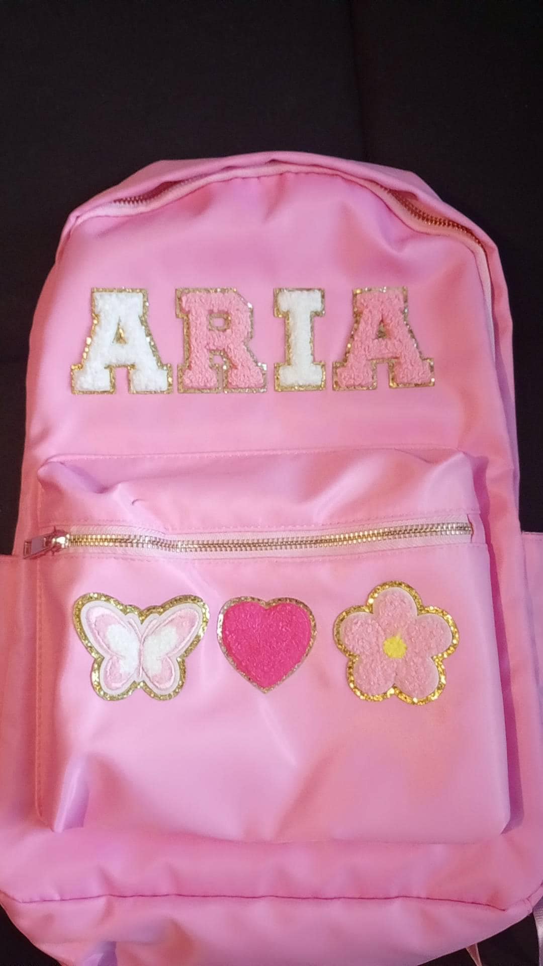 Sewn Patches Backpack Personalized Nylon Backpack with Patch Chenille Letter Custom School Bag Kids Back to School Lunch Box Bag Lunch Bag
