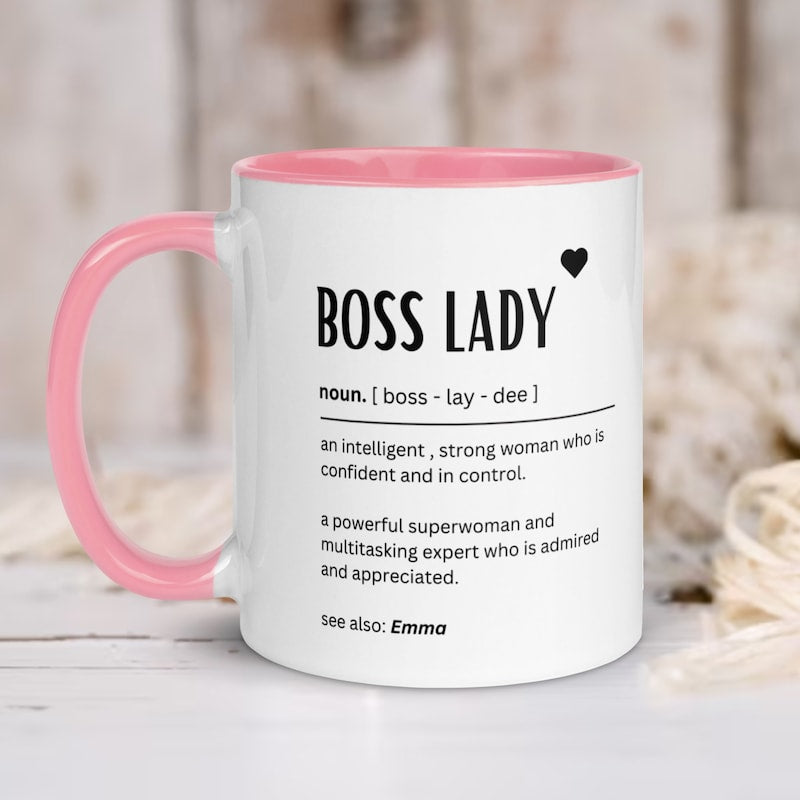 Personalised boss lady mug - Gifts for boss female - Boss definition - Funny gift ideas for office bestie - Promotion congratulations