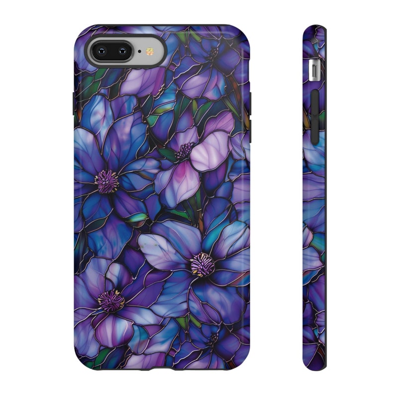 Floral Stained Glass Phone Case, Stained Glass Flower Blossoms Phone Cover, iPhone 15 Pro Max, Google Pixel Pro, Samsung Galaxy Plus Ultra