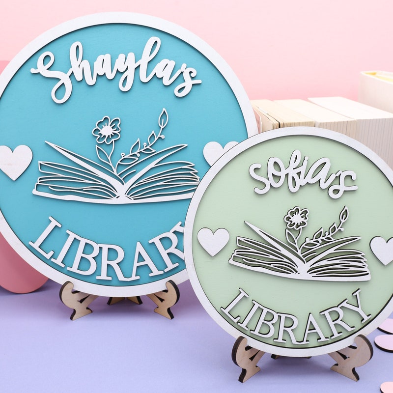Personalized Library Sign, Bookshelf Sign, Library Book Nook, Book Lover Gift, Reader Gift, Book Shelf Decor, Bookish Sign, Bookcase Sign