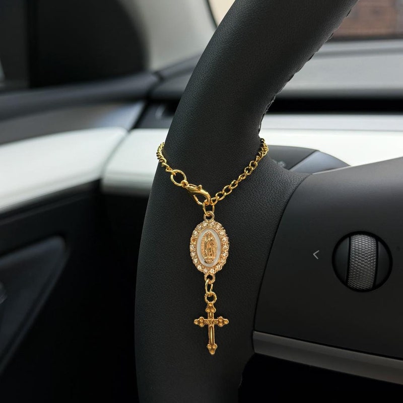 Steering Wheel Rosary Charm Accessory l Rosary Car Charm Accessory l Car Accessory l Car Charms l Car Decor l Unique Trendy Car Charms Decor