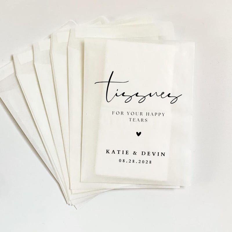 Personalized Wedding Tissue Packs | Personalized Wedding Confetti Packs | Happy Tears | Confetti Packs | Tissue Packets | Wedding Favor