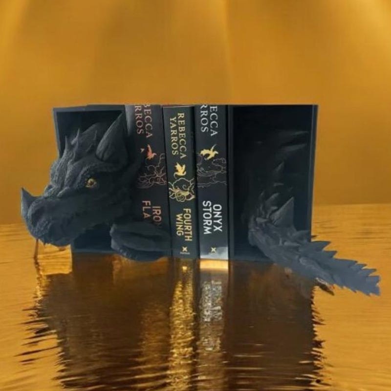 Tairn Dragon Book Nook 3d Printed Fantasy Bookshelf Bookish Fourth Wing Iron Flame Onyx Storm
