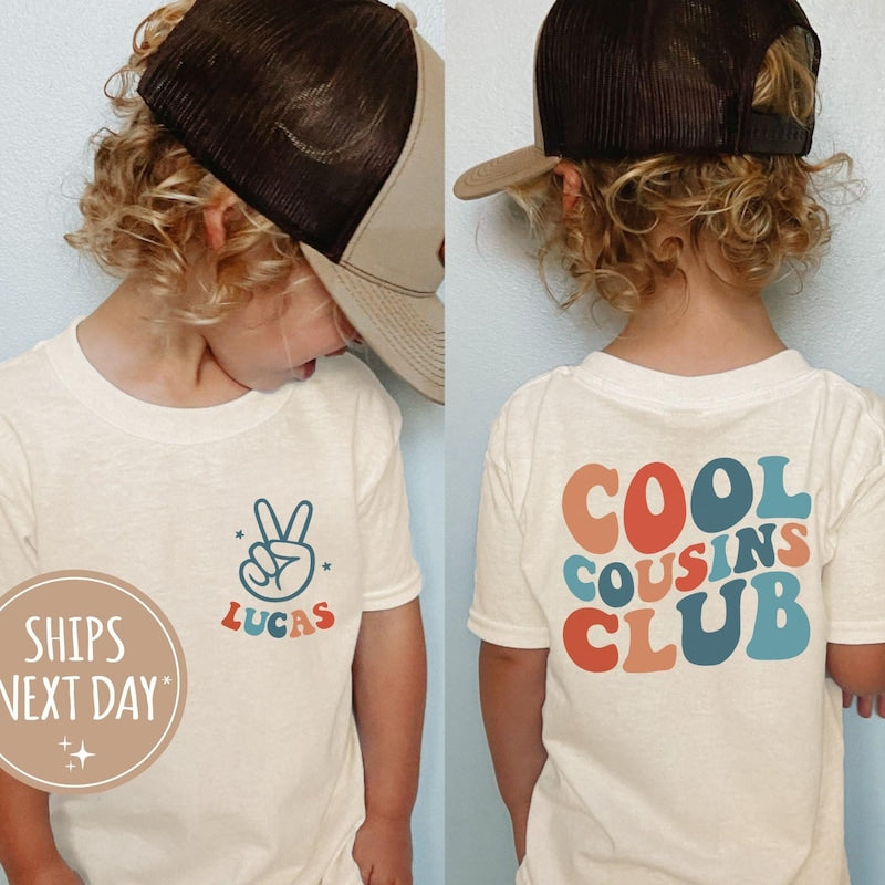 Personalized Cool Cousin Club Shirt, Custom Cousin Crew Kids Shirt, Cousin Matching Shirt, Family Reunion Outfit, Retro Style Toddler Shirt