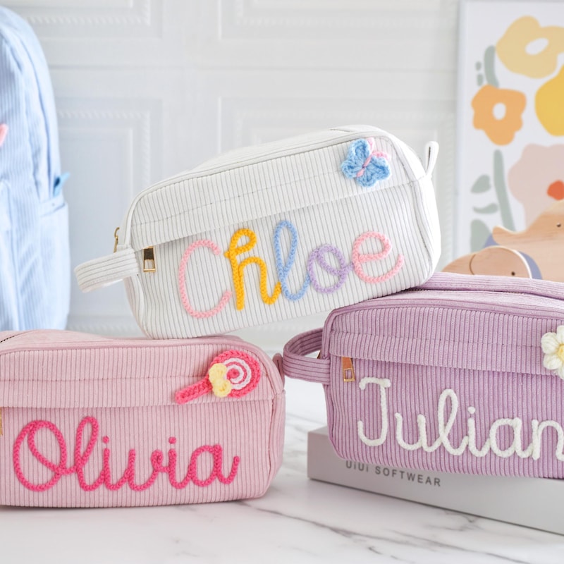 Personalized Pencil Case, Back To School Gift, Custom Name Corduroy Pencil Case For Kids, Girls Pencil Pouch, Girls /Boys Birthday Gift