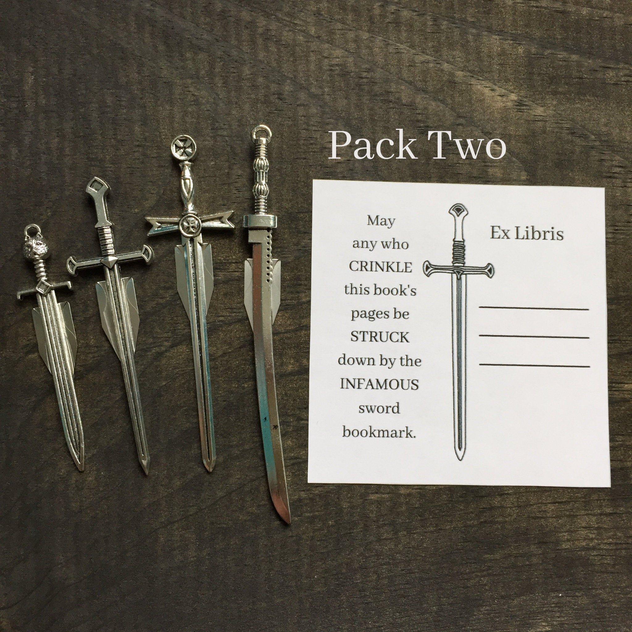 Sword Bookmarks with Clip, Sword Bookplates, Pack of Three or Four | Medieval Fantasy Blades and Daggers | Gifts for Him, Gift for Readers