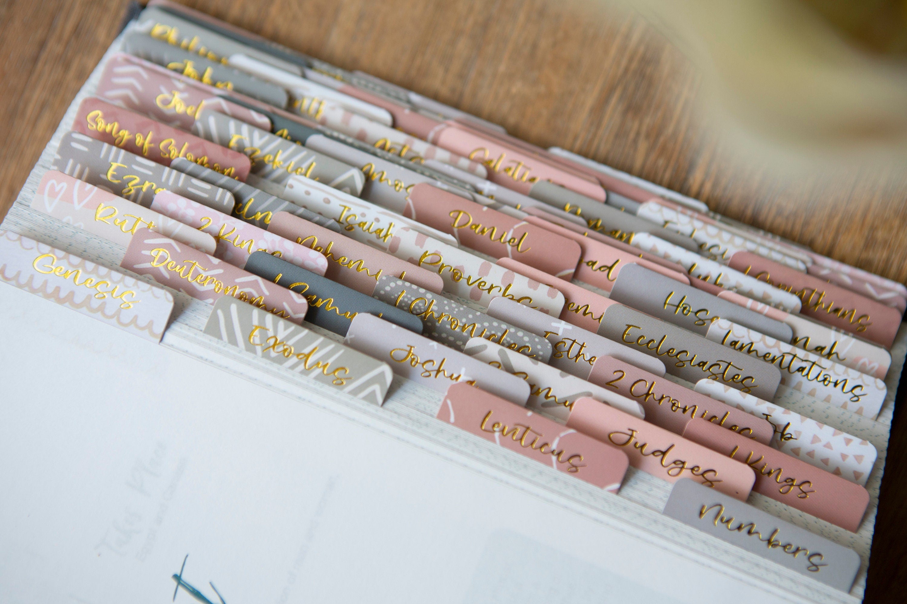 Bible Tabs | Laminated Bible Tabs | Tabs for the Bible | Pretty Bible Tab | Gifts for Christian Women | Bible Index Tabs with Gold Letters